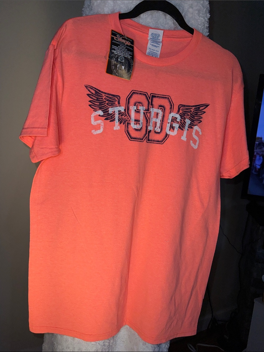 Delta Neon Coral Sturgis Wing Graphic Tee